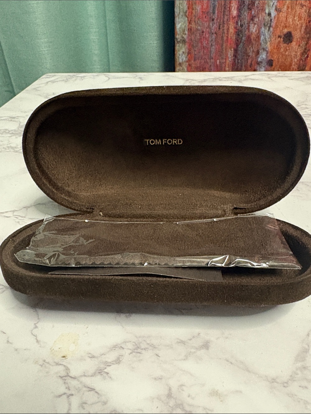 Tom Ford Dark Brown Suede Eyewear Case